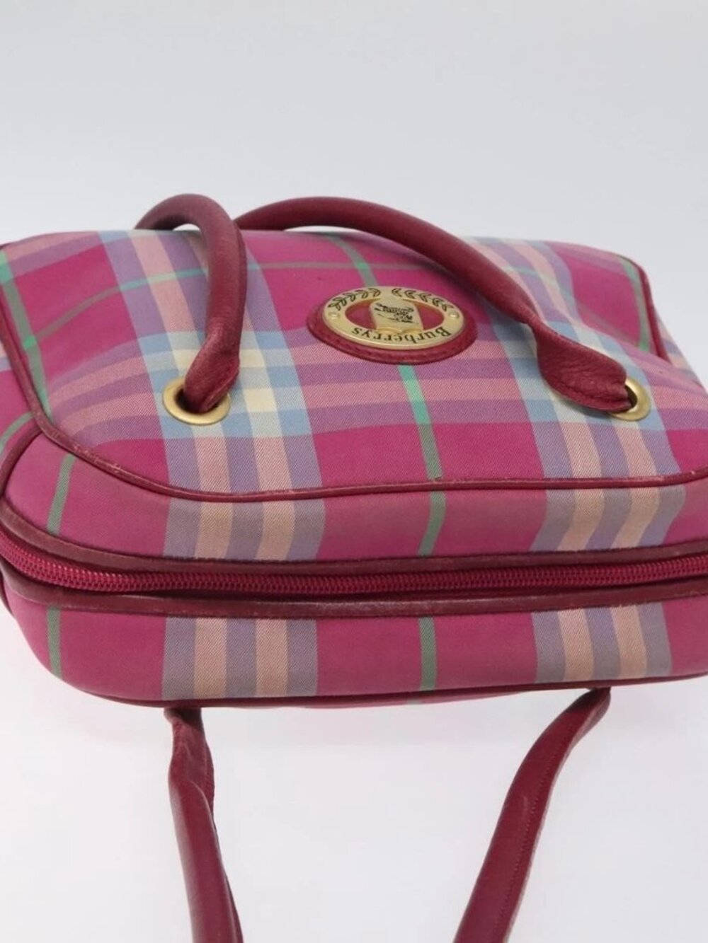 Burberrys Nova Check Shoulder Bag Canvas Pink Gold Auth 122611 - Picture 7 of 16